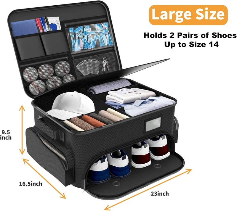 WALMANN Golf Trunk Organizer – Large 2-Layer Storage Bag with Ventilated Shoe Compartments for 2 Pairs, Waterproof Foldable Golf Gear Organizer - Image 2